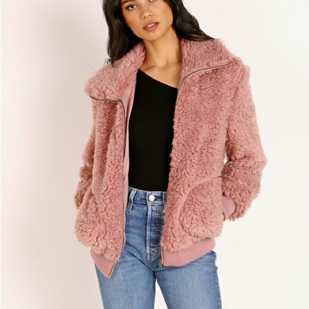 BB Dakota x Steve Madden Teddy Or Not Faux-Fur Jacket Rose Quartz